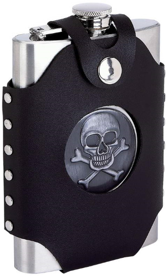 8oz Stainless Steel Flask Skull & Cross Bones