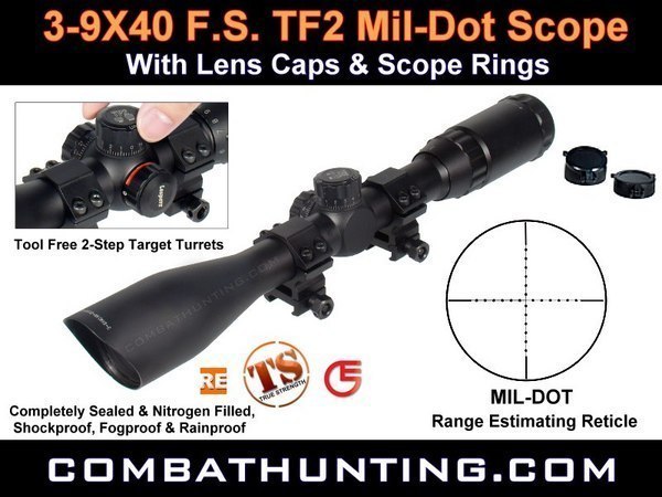 3-9X40 F.S. TF2 Mil-dot Scope Target Turrets