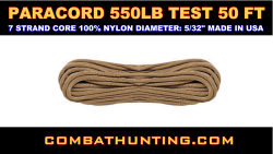 Paracord 550 LB 50' Tan Made In USA