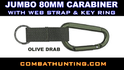 Jumbo 80MM Carabiner With Web Strap Key Ring OD