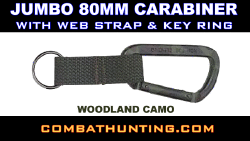 Jumbo 80mm Carabiner With Key Ring Woodland Camo