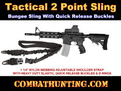 Adjustable Tactical Two 2 Point Rifle Gun Sling Dual Bungee Strap Snap Hook 