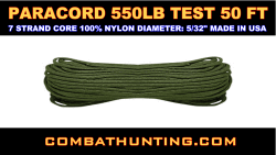 Paracord 550 LB 50' Olive Drab Made In USA