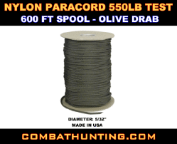 Mil-Spec 550 Paracord 600' Spool Olive Drab