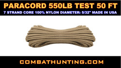 Paracord 550 LB 50' Coyote Brown Made USA
