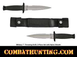Military 7 inch Throwing Knife 2 Piece Set with Nylon Sheath