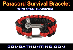 Paracord Bracelet With D-Shackle-Red & Black
