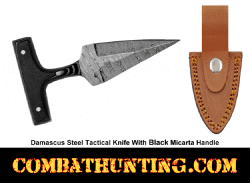 Damascus Steel Tactical Knife With Spear Point Blade Black Micarta Grip