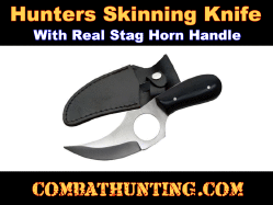 Hunting Skinning Knife with Leather Sheath and Stage Horn Handle