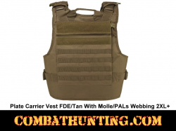 Plate Carrier Vest FDE/Tan With Molle/PALs Webbing 2XL+
