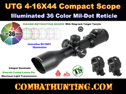 UTG 3-12X44 30mm Compact Scope Rings 36-color Mil-dot AO