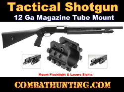 NcDe Tatcical Flashlight & Laser Sight Mount Set Barrel Clamp Mount with Standard Rail for 12 Gauge Shotguns Magazine Tubes 