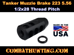 223 All Steel Tanker Style Competition Muzzle Brake 1/2x28 Thread,+Crush Washer 