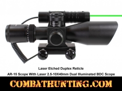 AR-15 Scope With Laser 2.5-10X40mm Dual Illuminated BDC Scope