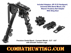 NcSTAR Precision Grade Bipod Compact 5 to 8 inches 3 Adaptors
