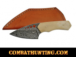 Damascus Steel Hunting Knife 6" With Bone Handle 