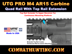 UTG PRO® AR15 Carbine Length Drop-in Quad Rail with Extension Black