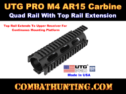 UTG PRO® AR15 Carbine Length Drop-in Quad Rail with Extension Black
