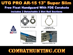 UTG PRO AR15 13" Super Slim Free Float Handguard FDE Cerakote Flat Dark Earth