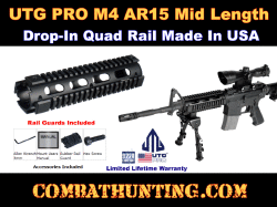 AR15 Mid Length Drop-in Quad Rail, Black UTG PRO®