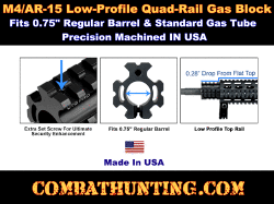 UTG PRO AR15 Low-pro Quad-rail Gas Block for .75" Barrel