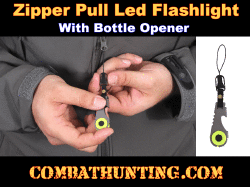 Zipper Pull Flashlight With Bottle Opener