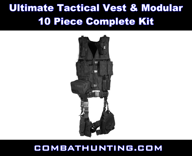 UTG Black Tactical Molle Vest 10 Piece Kit