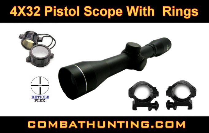 Ncstar 4X32 Pistol Scope With  Rings And Lens Caps
