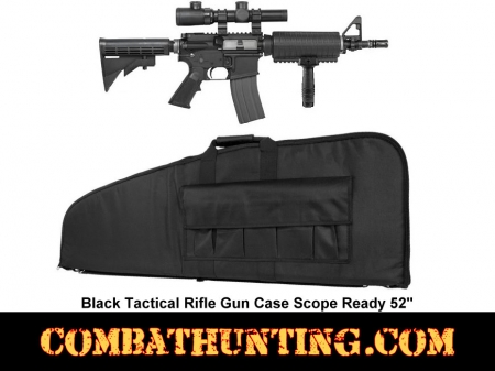Black Tactical Rifle Gun Case Scope Ready 52