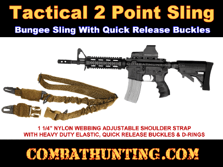 2 Point Bungee Sling Quick Release Buckles Coyote Brown