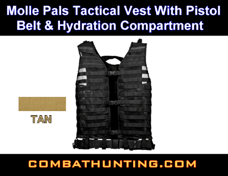 Ncstar Molle Pals Tactical Vests With Pistol Belt Tan
