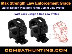 QD Picatinny Rings 30mm Low Profile Twist Lock