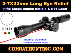 2-7X32 Scout Scope Duplex Reticle With Red Laser Sight