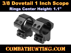 3/8 dovetail 1 Inch Scope Rings Medium Profile 1.1"