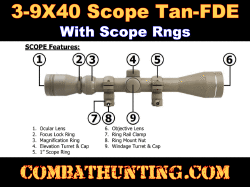 3-9X40 Scope P4 Sniper Tan-FDE With Weaver/Picatinny Rings