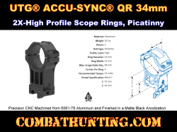 UTG ACCU-SYNC QR 34mm 2X-High Profile Rings Picatinny