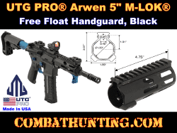UTG PRO® Arwen 5" M-LOK® AR-15 Free Float Handguard Black