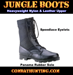 Speed Lace Jungle Boots Military Style Black 9"