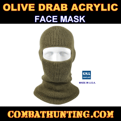 Olive Drab Acrylic Face Mask One Hole