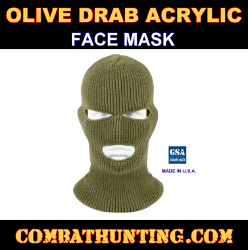 Olive Drab Acrylic Face Mask Three Hole