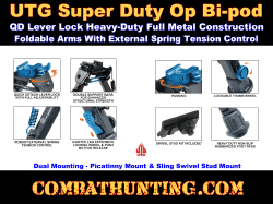 UTG Super Duty Op QD Lever Lock Bi-pod 8.0"- 12.8"