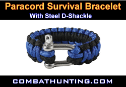 Police Blue Line Paracord Bracelet Black & Blue D-Shackle