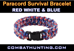 Paracord Bracelet With Red Whie & Blue