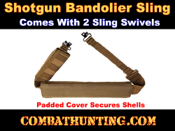 Shotgun Sling 15 Round Shot Shell Bandolier Two Point Sling FDE/TAN