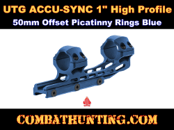 UTG® ACCU-SYNC 1" High Profile 50mm Offset Picatinny Rings Blue