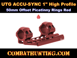 UTG® ACCU-SYNC 1" High Profile 50mm Offset Picatinny Rings Red