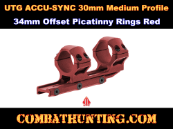 UTG ACCU-SYNC 30mm Medium Profile 34mm Offset Picatinny Rings Red