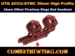 UTG ACCU-SYNC 30mm High Profile 34mm Offset Picatinny Rings Red Anodized