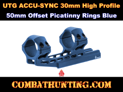 UTG ACCU-SYNC 30mm High Profile 50mm Offset Picatinny Rings Blue