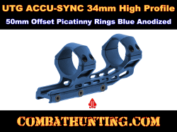 UTG ACCU-SYNC 34mm High Profile 50mm Offset Picatinny Rings Blue Anodized